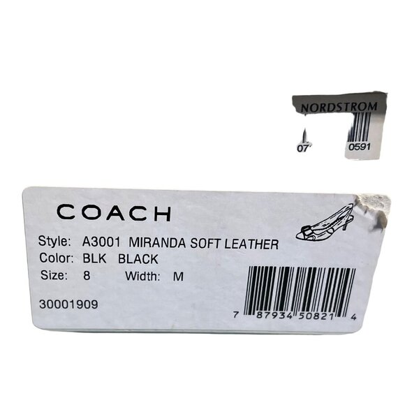 Coach Miranda Soft Leather Black Slingback Heels Size 8 - Picture 5 of 6